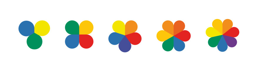 Colorful round flower diagram with segments. Pie chart infographic template for presentations. PNG reports, and data visualization