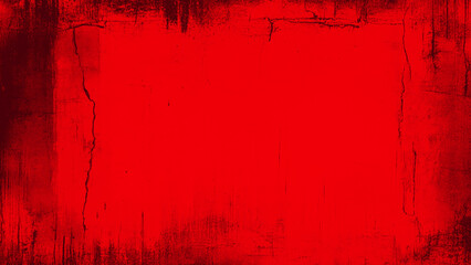 Abstract Red Grunge Wall Texture Background. Texture of red decorative plaster or concrete with vignette. Abstract grunge background for design.