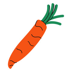 Dog carrot toy. Cute doggy plush toy accessories for chewing and playing cartoon flat style, pet shop stuff for adult dogs and puppies. Vector illustration