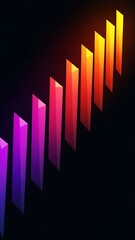 Minimalist composition of glowing angular blocks creating a sense of momentum and growth through a vivid neon color spectrum.