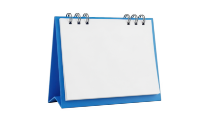 Blue Desktop Calendar with Blank Pages isolated on transparent background
