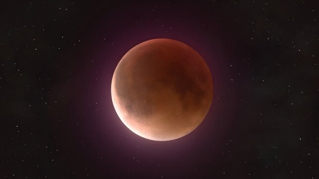 Dramatic lunar eclipse in space celestial body against starry background