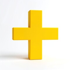 Obraz premium A vibrant yellow cross stands prominently against a soft, blurred background, symbolizing hope and faith, with a warm glow illuminating its edges.