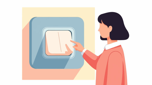 Person's hand pressing a light switch in a minimalist illustration
