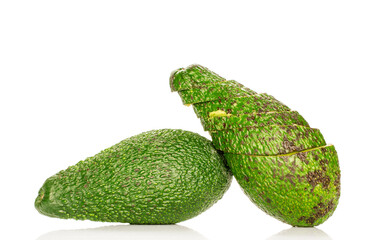 Ripe avocado isolated on white background, close-up.