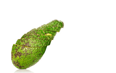Ripe avocado isolated on white background, close-up.