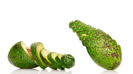 Ripe avocado isolated on white background, close-up.