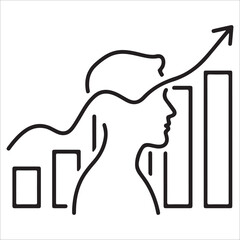 actuary silhouette vector illustration Stunning businesswoman with upward trending graph and growing success