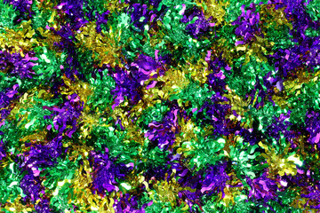 Celebration of color and joy at Mardi Gras. Background with colorful garlands.