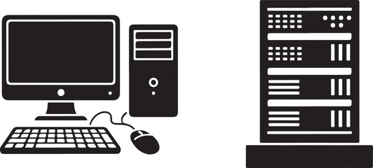 Computer monitor keyboard mouse cpu tower server