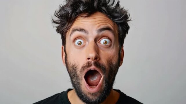 A person with wide-open eyes and mouth expresses intense fear or shock, which can symbolise psychological tension or crisis emotions &mdash; the perfect atmospheric backdrop for illustrating articles on str