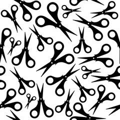 seamless pattern with scissors in flat style. Craft tool on white background for school, sewing, knitting, and handmade projects