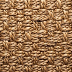 Detailed macro view of heavy canvas material or rustic jute fibers creating a strong, robust woven surface with visible threads, detail, linen, brown