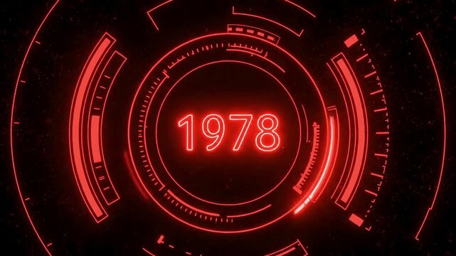 Retro futuristic interface with neon lights displaying 1978