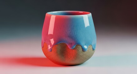 Studio macro shot emphasizing the rough, tactile surface of a unique pottery cup featuring a distinctive, asymmetrical lump near the base, kitchenware, stoneware, tactile