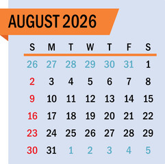 Obraz premium 2026 Calendar Page