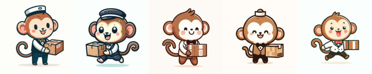 cute monkey vector carrying cardboard © Jefri Syahputra BKL