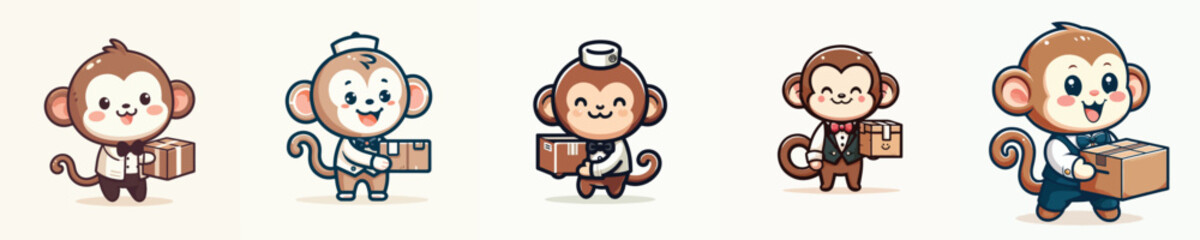 cute monkey vector carrying cardboard © Jefri Syahputra BKL