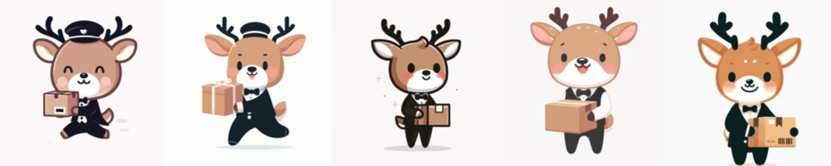cute deer vector carrying cardboard © Jefri Syahputra BKL