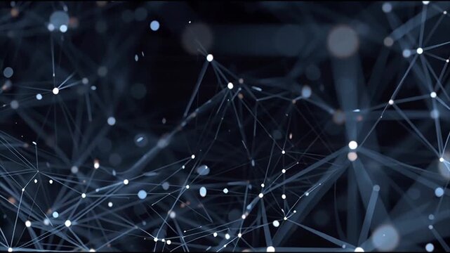 Futuristic network visualization with glowing blue connections and nodes on dark background for desi
