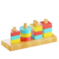Obraz premium Wooden Stacking Blocks Educational Toy for Toddlers and Preschoolers, Perfect for Developing Fine Motor Skills and Color Recognition