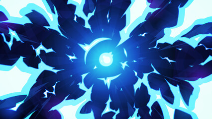 放射状に広がる雷のエフェクトのかっこいい背景_水色_16:9