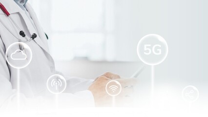 Doctor using a smartphone background