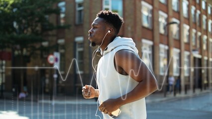 Athletic man running with earphones remix