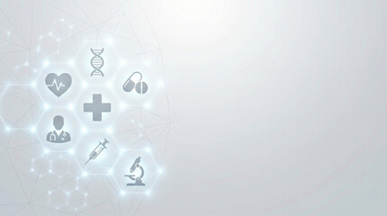 Healthcare Icons: A collection of health and medical icons arranged in a clean, modern style, offering a visual representation of medical concepts.