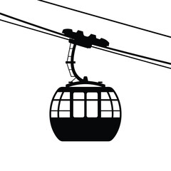 a black silhouette of a cable car with windows