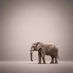 Fototapeta premium A lone elephant stands in a studio setting, showcasing its majestic form against a neutral background