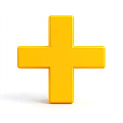 Obraz premium A vibrant yellow cross stands out prominently against a clean, crisp white background, creating a striking visual contrast that draws the eye.