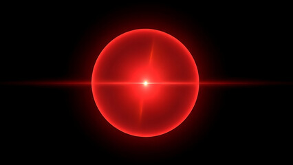 Celestial Red Orb: A mesmerizing red orb radiates with an ethereal glow against a deep black backdrop, its central point blazing with intense light and hinting at cosmic vastness.