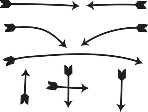 Set of hand-drawn arrow vectors and vintage sketch directional elements