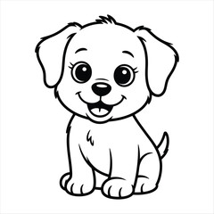 Obraz premium Cute Cartoon Puppy Sitting Outline vector