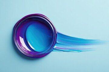 Abstract Blue Purple Paint Circle with Brush Strokes on Light Blue Background