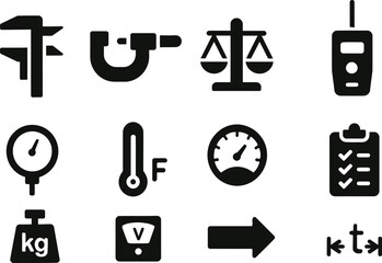 Collection of Measuring Tools and Instruments Icons for Science, Industry, and Measurement