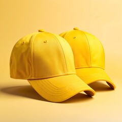 A vibrant yellow baseball cap with a curved brim, featuring an adjustable strap at the back and a classic embroidered logo on the front.
