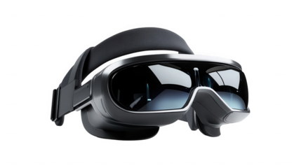 High tech virtual reality headset for immersive gaming and metaverse exploration on transparent background