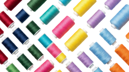 Colorful Spools of Thread, Sewing Supplies, Crafting Materials, Textile Industry Background