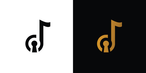 The music key logo design is unique and modern