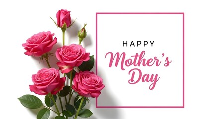 Happy mother's day wishes with beautiful pink roses and greeting card