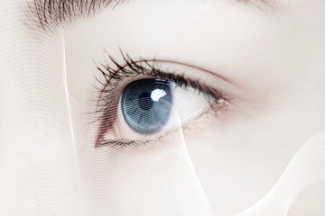 Woman's eye with smart contact lens