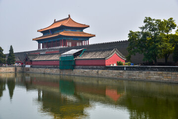 Naklejka premium Forbidden City Beijing - Traditional Chinese Architecture and Moat