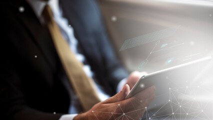 Businessman using digital tablet technology
