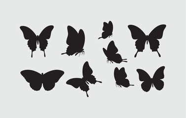 Set silhouettes of  Butterfly