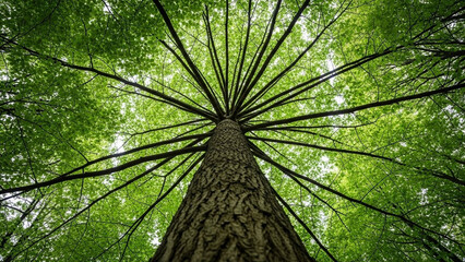 Majestic tree towering above with lush green leaves and sprawling branches