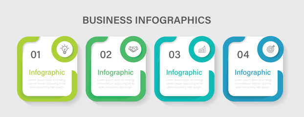 Business process Infographic template. 4 steps modern timeline diagram. Events annual business presentation. Vector illustration