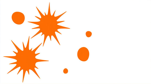 Abstract orange splatter and dot pattern on white background