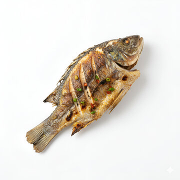 Flaky and tender inihaw na isda, grilled over open flames for a signature smoky flavor, presented alone and isolated on a  white background&nbsp;See Less